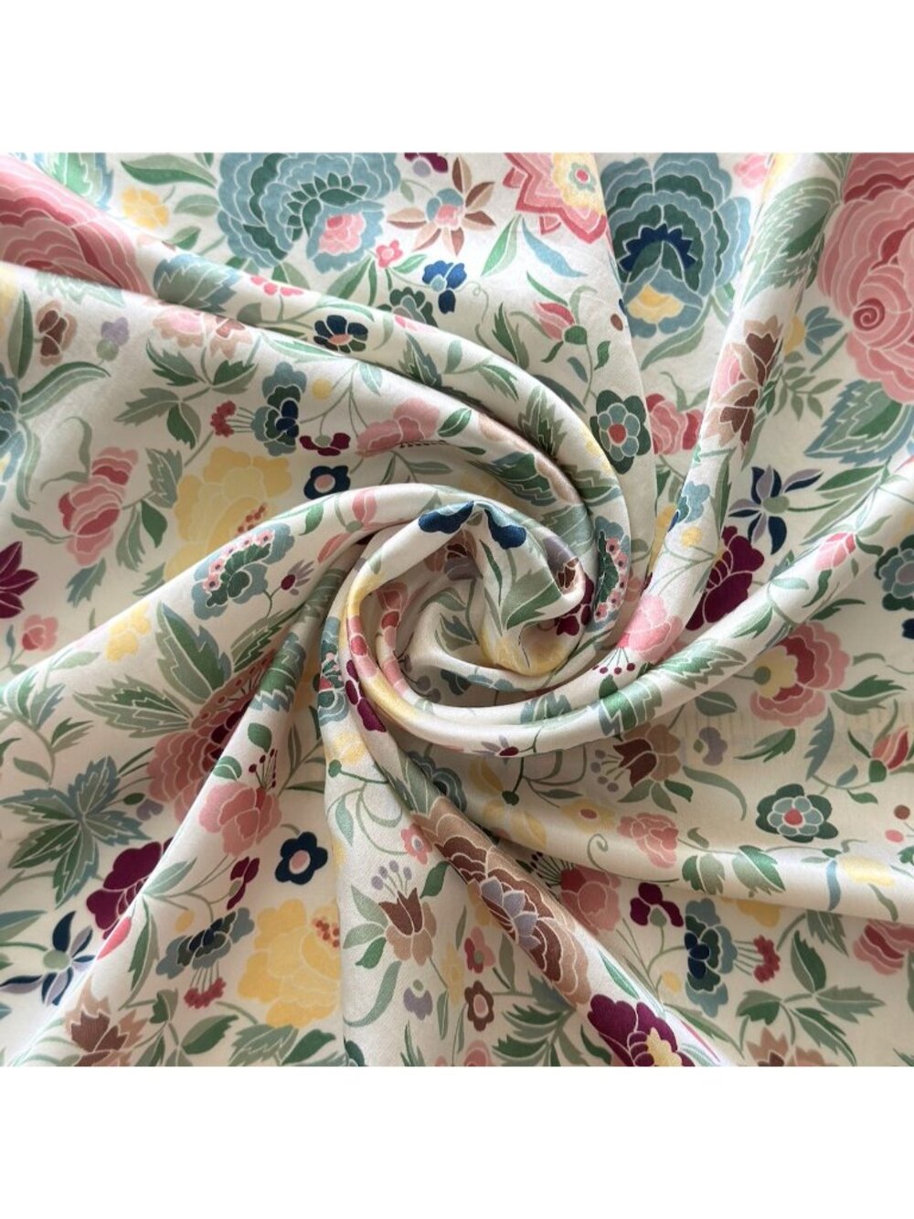 Vintage Smithsonian Institution Silk Floral Scarf 31" Pastel Colors Made In Japa